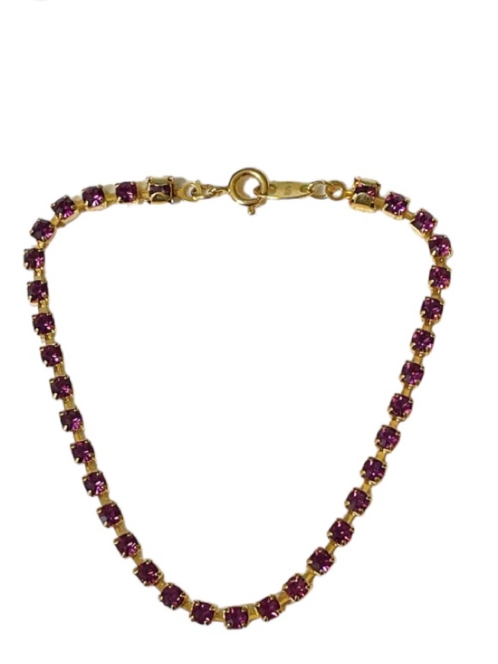 Vintage Avon gold purple stone flexible tennis style bracelet 7.5”